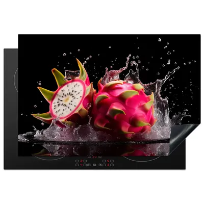 Produktbild von KitchenYeah© Herdabdeckplatte Drachenfrucht - Schwarz - Wasser - Frucht - Frucht , 78x52cm, Küche Deko, Glaskeramikkochfeld Herdabdeckung, Abdeckplatte fùr Kochfeld