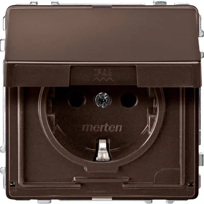 Produktbild von Merten SCHUKO-Steckdose BRS MEG2310-7215 m.Klappdeckel StK dunkelbras. AQUADESIGN