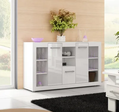 Zdjęcie produktu dla Meblocross Komoda Viki VIK-01 - biały / biały połysk