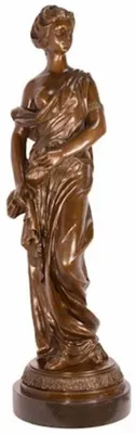 Obrázok produktu pre Casa Padrino luxusná secesná bronzová socha dáma bronzové farby / čierna 26,4 x 24,8 x v. 85,6 cm - Elegantná bronzová postava s mramorovým podstavcom - Barokové a secesné dekoratívne doplnky