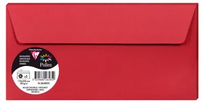 Zdjęcie produktu dla Clairefontaine 26585C, DL (110 x 220 mm), Czerwony, 120 g/m², 220 mm, 110 mm, 20 szt.