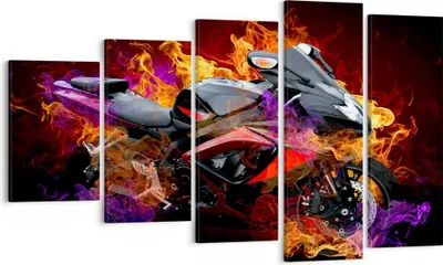 Produktbild von Bild auf Leinwand - Leinwandbild - Motorrad Feuer Abstraktion - 100x60cm - Wand Bild - Wanddeko - Leinwanddruck - Bilder - Kunstdruck - Wanddekoration - Leinwand bilder - Wandkunst - EG100x60-0177