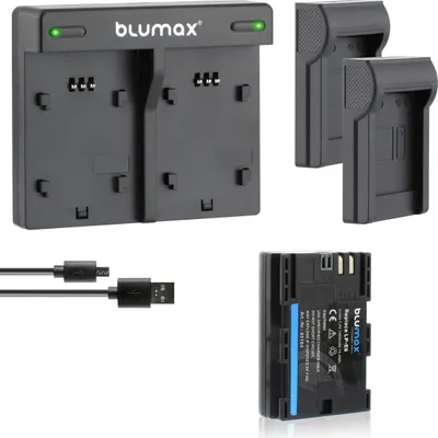 Produktbild von 1x Akku + Lader für Canon LP-E6  EOS R R5 R6 5DS 90D  LP-E6N 1400 mAh (7,4V)