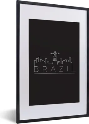 Produktbild von MuchoWow® MuchoWow® Gerahmtes Poster Stadtbild "Brasilien" vor schwarzem Hintergrund 40x60 cm - Poster mit zchwarzem Bilderrahmen - Poster in Rahmen