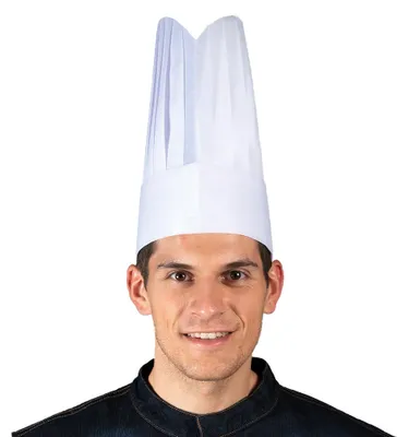 Produktbild von Einweg Papier-Kochmütze H 30 cm, weiss, 10er Pack : weiß : 100% Papier