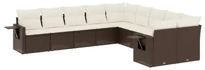 Produktbild von vidaXL 10-tlg. Garten-Sofagarnitur mit Kissen Braun Poly Rattan