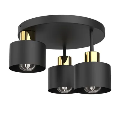 Immagine prodotto di Lampada a sospensione Parkla nero opaco-oro lucido 3xE27x15W metallo dim.: 22,5x36x36 cm IP20 Luminex
