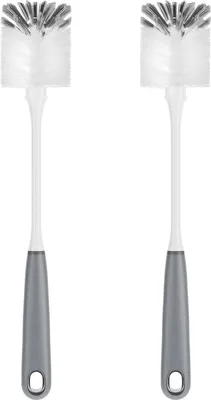 Image de MR.SIGA Brosse à bouteilles à long manche, Brosse à récurer flexible pour le verre et les bouteilles, Gris, pack de 2