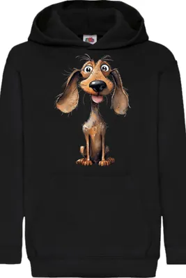 Zdjęcie produktu dla Dziecięca Bluza Z Kapturem Funny Dogs Breeds Dachshund Dog Breed 010, 7-8 Jahr - 128 / Czarny