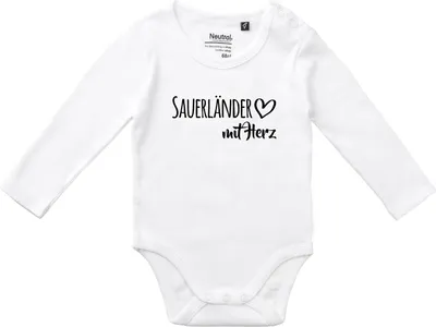 Produktbild von Huuraa Baby Body Sauerländer mit Herz 74 White  Baumwolle Fairtrade Langarmbody Geschenkidee