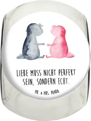 Produktbild von Mr. & Mrs. Panda Kaffeedose Axolotl Liebe XL 2000ml - Weiß - Geschenk, Bonboniere, Teedose, Freund, Glasdose, Süßigkeitenglas, Vorratsglas, Molch, Valentinstag, Lurch