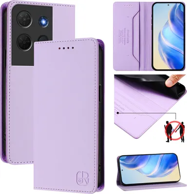 Produktbild von Lederhülle für TCL 503 Hülle Flip Brieftasche Kartenfächern Ständer Schutzhülle Violett