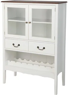 Productafbeelding van Dressoir opbergkast met wijnrek - wit - 90x40x126.5 cm - voor eetkamer en woonkamer
