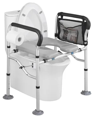 Produktbild von Toilettensitzerhöhung 400 lbs - Verstellbar - Toilettenstuhl für Senioren - Handgriffe - Gepolsterter Sitz