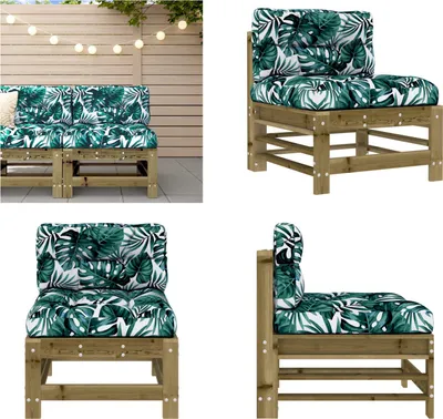 Produktbild von vidaXL Mittelsofa mit Kissen Kiefernholz Imprägniert - Mittelsofa - Mittelsofas - Gartensofa - Outdoor Sofa