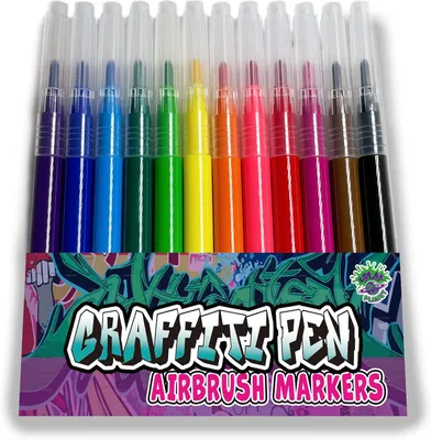 Productafbeelding van Planet 12 kleuren wasbaar navulpakket voor graffiti pen, airbrush pen voor kinderen - schilderen en kleuren