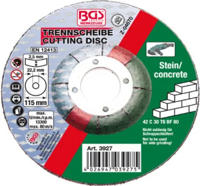 Image de BGS 3927 Disque à tronçonner pour la pierre 115 x 2,5 mm, type 42