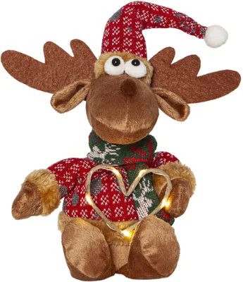 Produktbild von LED Plüschtier Joylight Deko-Figur mit LED Herz Elch warmweiß H 21cm