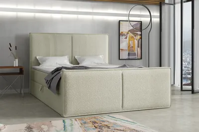 Produktbild von Emoebel24 Boxspringbett mit Topper und Bettkasten, Polsterbett, Doppelbett, Bett 160x200 cm Calipso Hellgrün