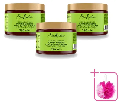 Productafbeelding van 3 x SheaMoisture Curl Butter Cream Moringa & Avocado, 326 ml - Voordeelverpakking - 3 stuks