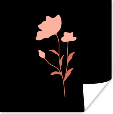 Produktbild von MuchoWow® Poster Illustration einer rosa Blume mit schwarzem Hintergrund 75x75 cm - Wand Dekoration