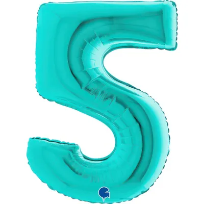 Produktbild von Riesenzahl Folienballon 40"/102cm | Tiffany-Türkis Zahl: 5