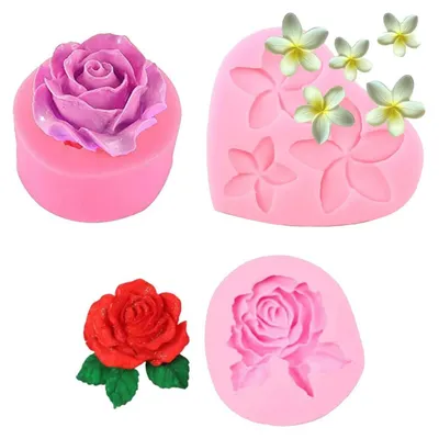 Produktbild von Silikonblütenformen 3 Stück für Kuchendekoration, Fondant, Süßigkeiten, Schokolade
