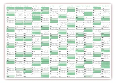 Produktbild von Green Wandkalender / Wandplaner 2026 gefaltet DIN A3 Format (297 x 420 mm) mit 12 Monaten
