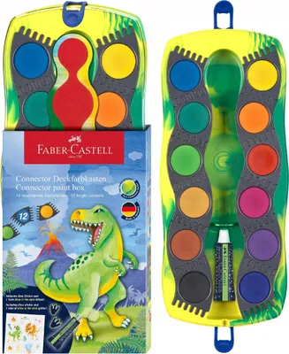 Produktbild von Faber-Castell Aquarellfarben Set 12 Farben, Dinosaurier