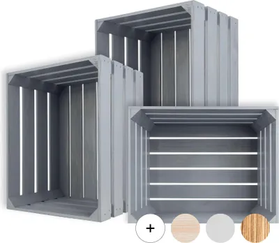 Image de Creative Deco  Lot de 3 Caisse en Bois Gris 50 x 40 x 30cm Caisse Rangement Bois