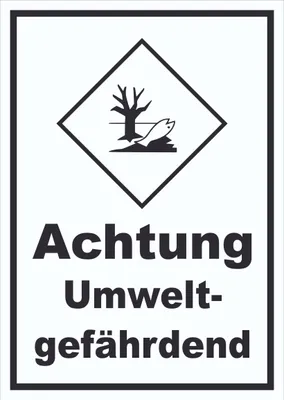 Produktbild von Schild Kenn­zeichen Umwelt­gefähr­dend Fisch Wasser Baum hochkant A4 Rückseite selbstklebend