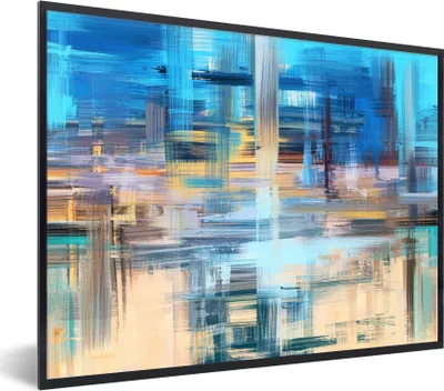 Produktbild von MuchoWow® Gerahmtes Poster Ölfarbe - Abstrakt - Malerei 80x60 cm - Poster mit Schwarzem Bilderrahmen Wandposter Rahmen Foto Bilder - Schwarzem - Mit Gestell