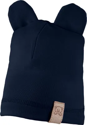 Produktbild von Kinder Beanie Strickmütze Mit Breiter Krempe Feinstrick Mütze Doppelt Gestrickt  46-48 Marineblau
