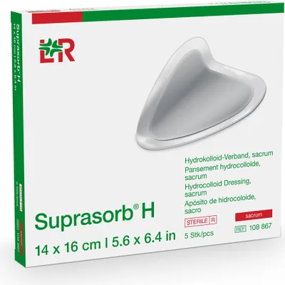 Produktbild von Suprasorb H, Hydrokolloid-Verband Sacrum, 14 x 16cm, Pack: 5 Stück | Packung (5 Stück)