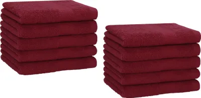 Produktbild von Betz 10 Stück Gästetücher 30x50 cm PREMIUM 100% Baumwolle Set Händehandtücher  Farbe: dunkelrot