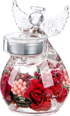 Obrázek produktu pro GILDE Dreamlight, Teelichtleuchter, Angel Petit Medium, "Adele", sklo, klar, rot, , v. 12 cm, hl. 8 cm 72369