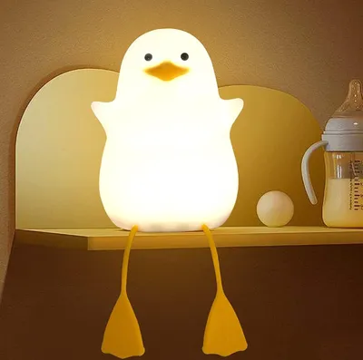 Produktbild von Lightzz Nachtlicht für Kinder, süße Enten-Nachttischlampe aus Silikon für Kinderzimmer, ABS SIL, Touch-Steuerung, tragbar und wiederaufladbar, dimmbar, Geburtstags-Weihnachtsgeschenke für Jungen und M