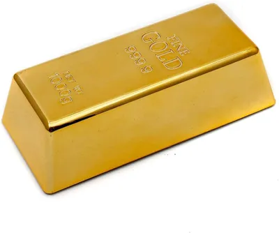 Goldbarren-Türstopper freigestellt auf weißem Hintergrund