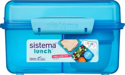 Immagine prodotto di Sistema® Lunch™ Scatola per yogurt a tre camere con doppio coperchio 2 l, blu
