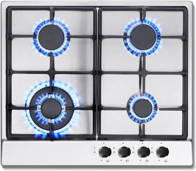 Produktbild von Gaskochfeld - Gasherd - Einbaukochfeld - 4-flammiges Kochfeld - Gasbrenner - Edelstahl