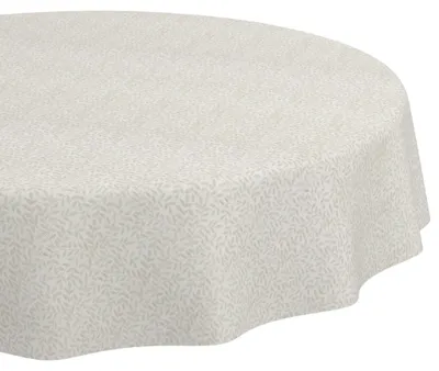 Produktbild von Tischdecke 100x100cm Rund Beige abwaschbar Barcelona Stoff Hochwertig Blätter Natur Boho Schnittkante