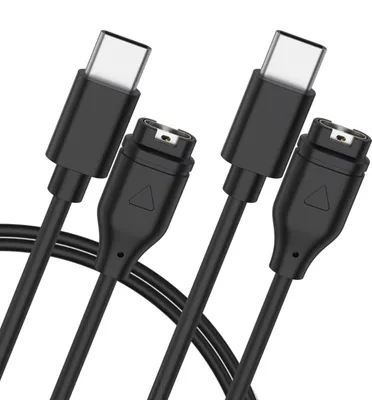 Produktbild von Qost – USB-C auf Garmin Kabel – 1 Meter – PVC – Schwarz – Garmin Ladekabel – Kompatibel mit Garmin Instinct / Forerunner / Fenix – 2er-Pack