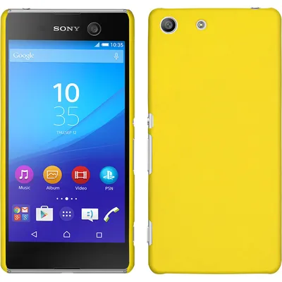 Produktbild von PhoneNatic Case kompatibel mit Sony Xperia M5 - Hülle gelb gummiert Hard-case + 2 Schutzfolien