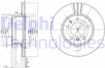 Produktbild von 2x DELPHI Bremsscheibe BG2433 für BMW 5 Limousine (E34) 7 (E32) 5 Touring (E34)