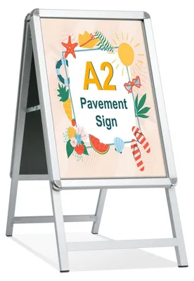 Obrázek produktu pro Reklamní stojan chodník - Dvoustranný - A2 - Sklopný - Stříbrná