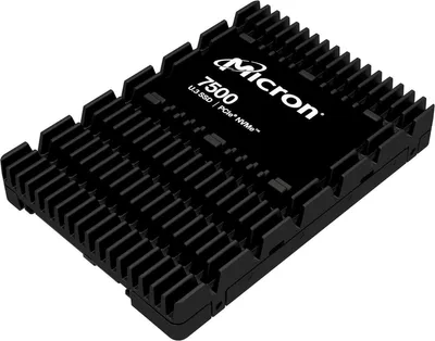 A black SSD with a heatsink, shown at an angle on a white background.
