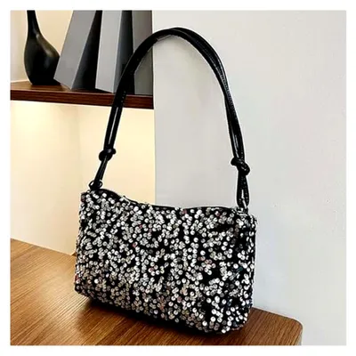 Produktbild von Abendtasche Damen, Clutch Schwarz Glitzer Elegant, Abendtasche Schwarz Glitzer, Clutch Pailletten Tasche Schultertaschen, Damen-Clutches für Date, Abschlussball, Abendessen, Party