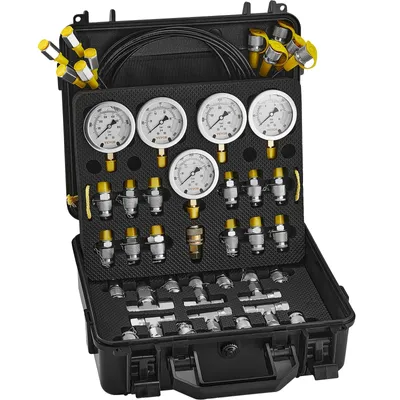Image de Kit de test de pression hydraulique, acier inoxydable durable, mesures polyvalentes, jaune