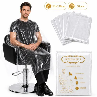 Obrázek produktu pro Jednorázové kadeřnické pláštěnky 50 ks 110 x 130 cm transparentní pro kadeřnictví