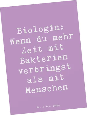 Produktbild von Mr. & Mrs. Panda Postkarte Spruch Biologin Bakterienliebe - Lavendeltraum - Geschenk, Ansichtskarten, Ansichtskarte, personalisierte Geschenke, Grußkarte, Inspiration
